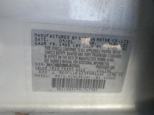 3N1CN8DV9ML917985 - 2021 NISSAN VERSA S SILVER photo 13