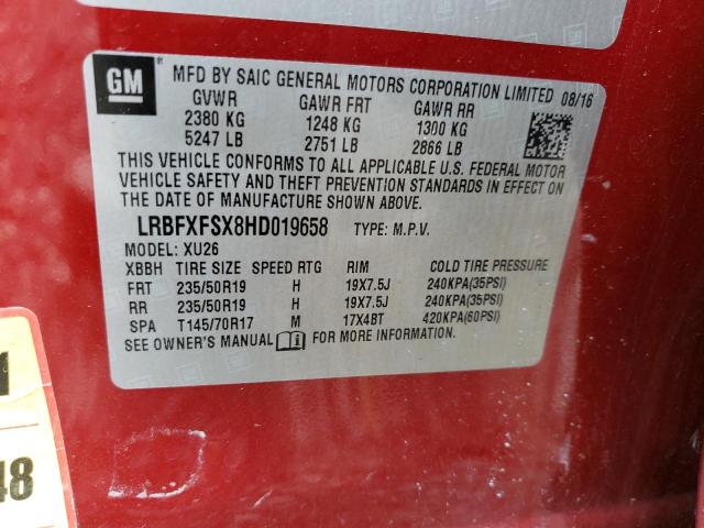 LRBFXFSX8HD019658 - 2017 BUICK ENVISION PREMIUM II Qırmızı foto 14