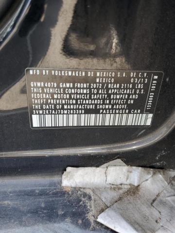 3VW2K7AJ7DM283399 - 2013 VOLKSWAGEN JETTA BASE Schwarz Foto 12
