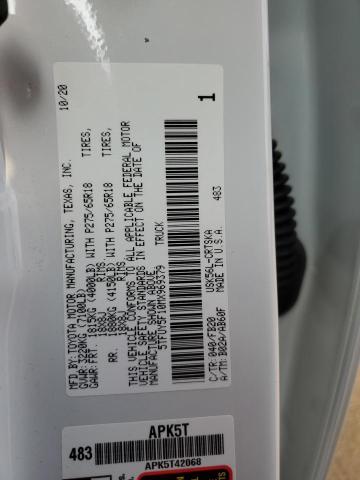 5TFUY5F10MX969379 - 2021 TOYOTA TUNDRA DOUBLE CAB SR/SR5 WHITE photo 12