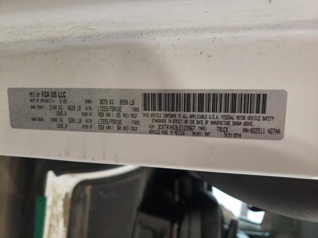 3C6TRVAG3LE123967 - 2020 RAM PROMASTER 1500 STANDARD WHITE photo 13
