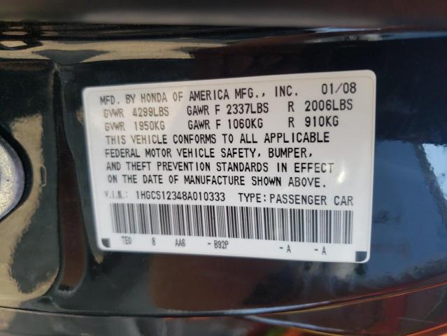 1HGCS12348A010333 - 2008 HONDA ACCORD LX-S BLACK photo 13