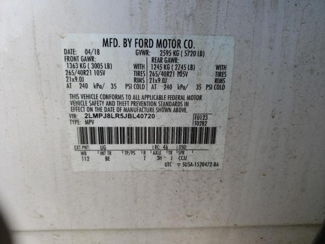 2LMPJ8LR5JBL40720 - 2018 LINCOLN MKX RESERVE Սպիտակ լուսանկար 12