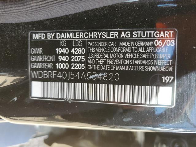 WDBRF40J54A554820 - 2004 MERCEDES-BENZ C 230K SPORT SEDAN BLACK photo 12