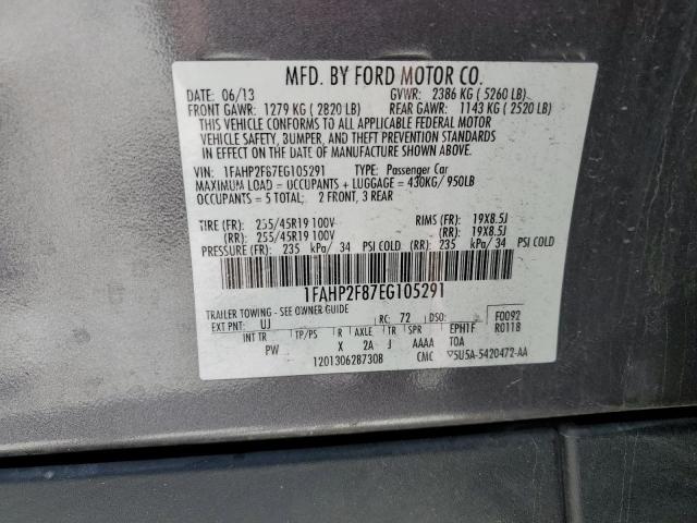 1FAHP2F87EG105291 - 2014 FORD TAURUS LIMITED SILVER photo 12