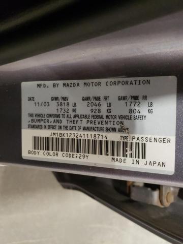 JM1BK123241118714 - 2004 MAZDA 3 S GRAY photo 12