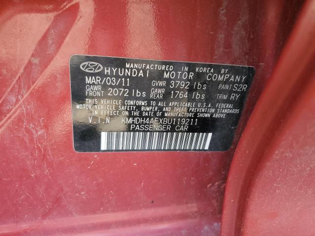 KMHDH4AEXBU119211 - 2011 HYUNDAI ELANTRA GLS RED photo 12