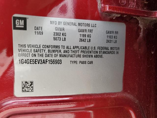 1G4GE5EV3AF156903 - 2010 BUICK LACROSSE CXS RED photo 12