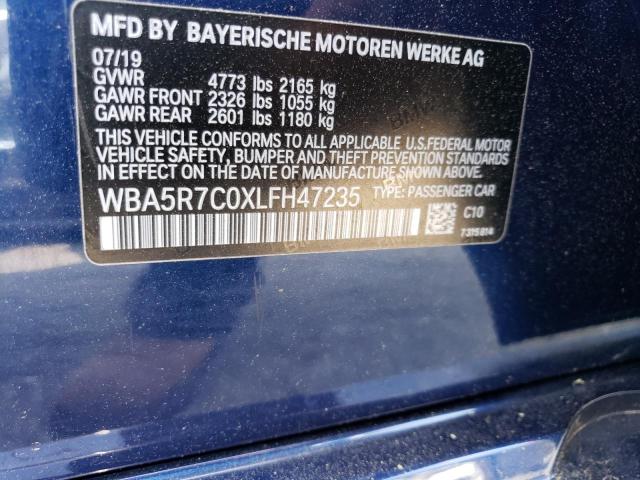 WBA5R7C0XLFH47235 - 2020 BMW 330XI BLUE photo 13