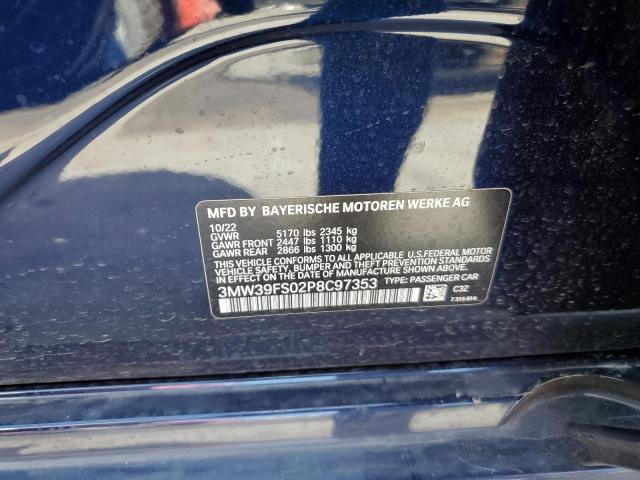 3MW39FS02P8C97353 - 2023 BMW 330XE ლურჯი ფოტო 12