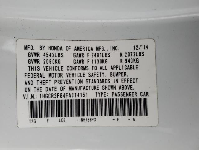 1HGCR3F84FA014151 - 2015 HONDA ACCORD EXL WHITE photo 12