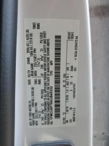 1FMCU0F76KUB45332 - 2019 FORD ESCAPE S WHITE photo 12