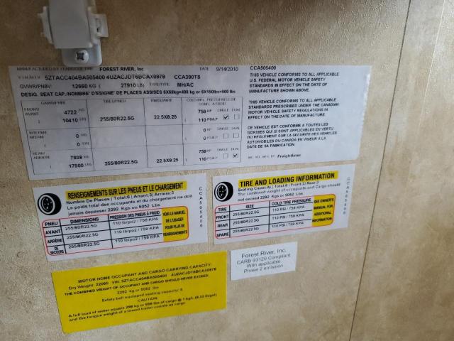 4UZACJDT6BCAX0978 - 2011 FREIGHTLINER CHASSIS XC თაფლისფერი ფოტო 10