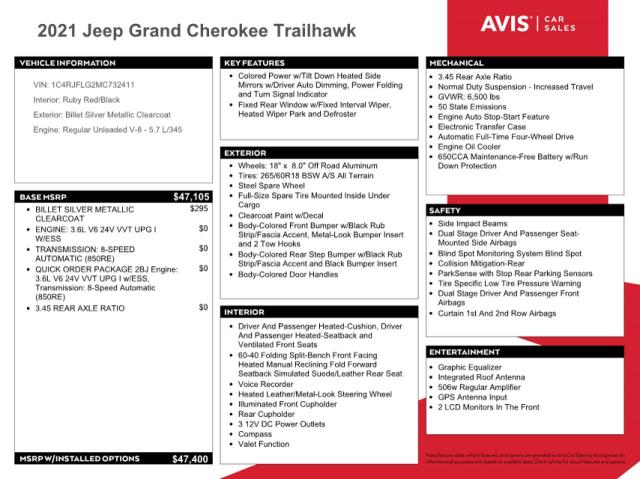 1C4RJFLG2MC732411 - 2021 JEEP GRAND CHER TRAILHAWK ნაცრისფერი ფოტო 12