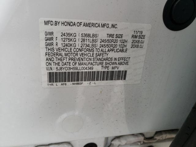 5J8YD3H59LL004349 - 2020 ACURA MDX TECHNOLOGY WHITE photo 12