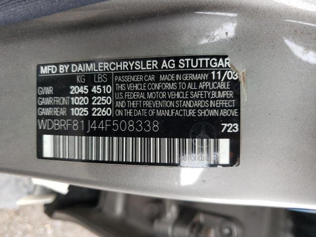 WDBRF81J44F508338 - 2004 MERCEDES-BENZ C 240 4MATIC SILVER photo 12