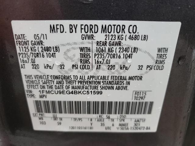 1FMCU9EG4BKC51599 - 2011 FORD ESCAPE LIMITED GRAY photo 13