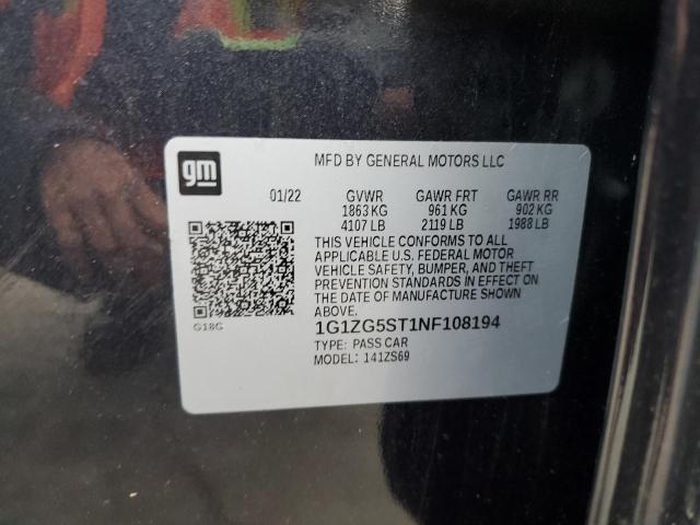 1G1ZG5ST1NF108194 - 2022 CHEVROLET MALIBU RS 黑色 照片 13