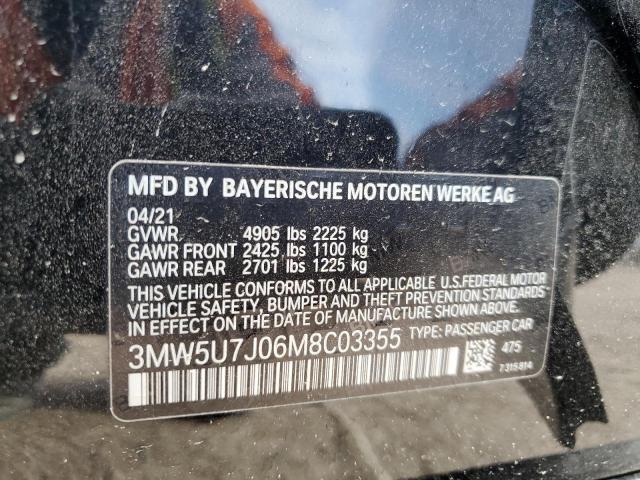 3MW5U7J06M8C03355 - 2021 BMW M340I BLACK photo 12