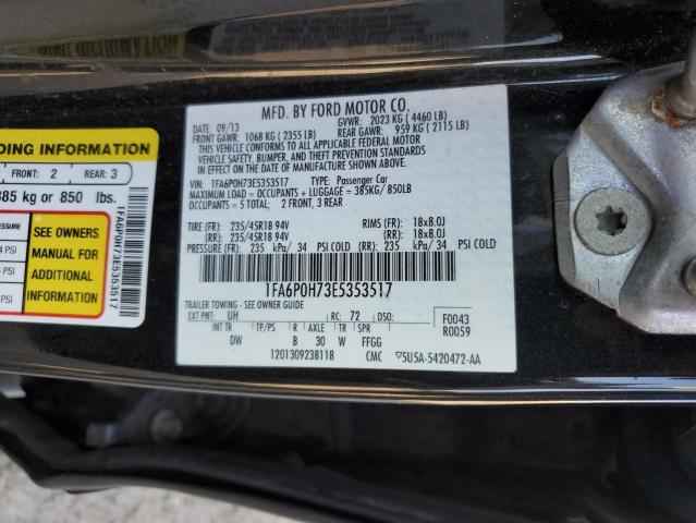 1FA6P0H73E5353517 - 2014 FORD FUSION SE BLACK photo 13