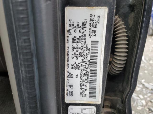5TEGN92N31Z792126 - 2001 TOYOTA TACOMA DOUBLE CAB PRERUNNER BLACK photo 12