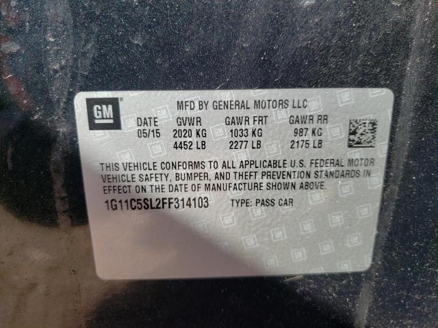 1G11C5SL2FF314103 - 2015 CHEVROLET MALIBU 1LT შავი ფოტო 13