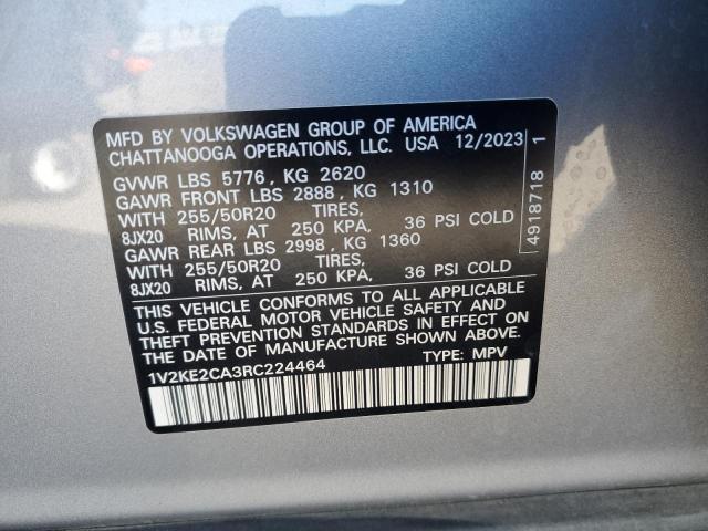 1V2KE2CA3RC224464 - 2024 VOLKSWAGEN ATLAS CROS SE GRAY photo 13