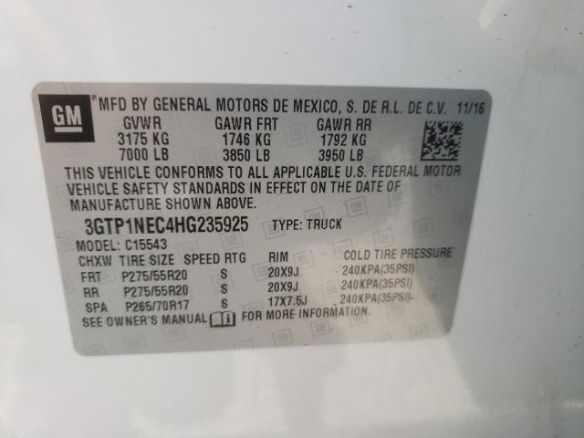 3GTP1NEC4HG235925 - 2017 GMC SIERRA C1500 SLT WHITE photo 12