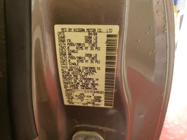 1N6ED26Y64C443466 - 2004 NISSAN FRONTIER KING CAB XE V6 GRAY photo 12