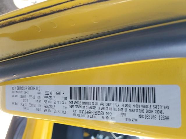 1C4AJWAG0FL565999 - 2015 JEEP WRANGLER SPORT YELLOW photo 12