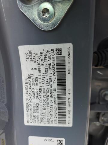 2HGFE2F50NH571048 - 2022 HONDA CIVIC SPORT 蓝色 照片 12