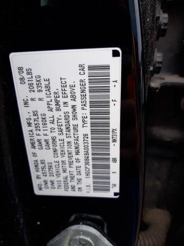 1HGCP36849A003726 - 2009 HONDA ACCORD EXL BLACK photo 12