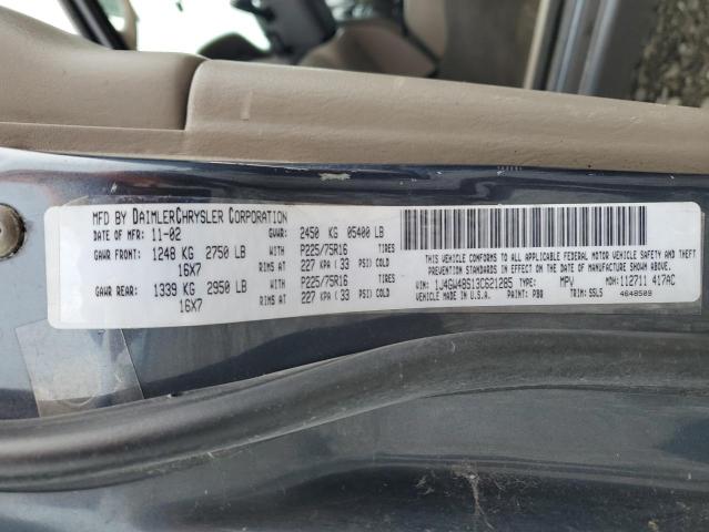 1J4GW48S13C621285 - 2003 JEEP GRAND CHER LAREDO BLUE photo 12