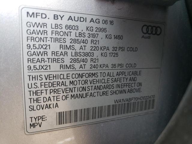 WA1VABF70HD022470 - 2017 AUDI Q7 PRESTIGE SILVER photo 13