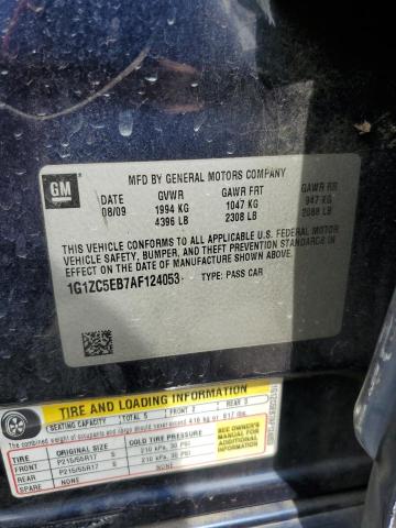 1G1ZC5EB7AF124053 - 2010 CHEVROLET MALIBU 1LT BLUE photo 12