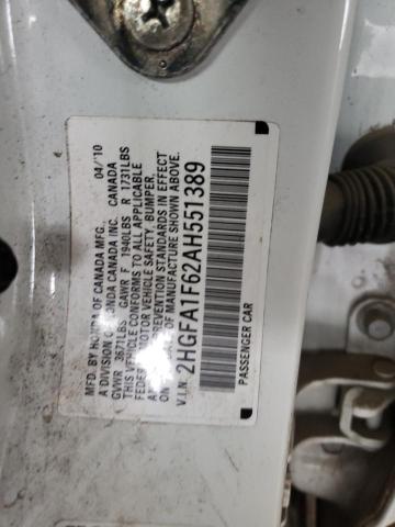2HGFA1F62AH551389 - 2010 HONDA CIVIC LX-S 白色 照片 12