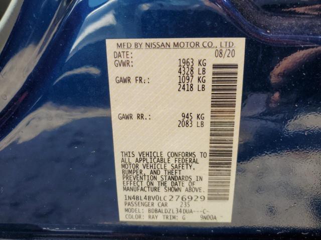 1N4BL4BV0LC276929 - 2020 NISSAN ALTIMA S BLUE photo 12