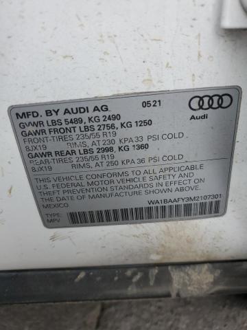 WA1BAAFY3M2107301 - 2021 AUDI Q5 PREMIUM PLUS WHITE photo 12