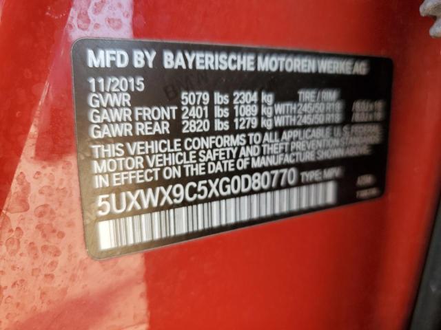 5UXWX9C5XG0D80770 - 2016 BMW X3 XDRIVE28I RED photo 14