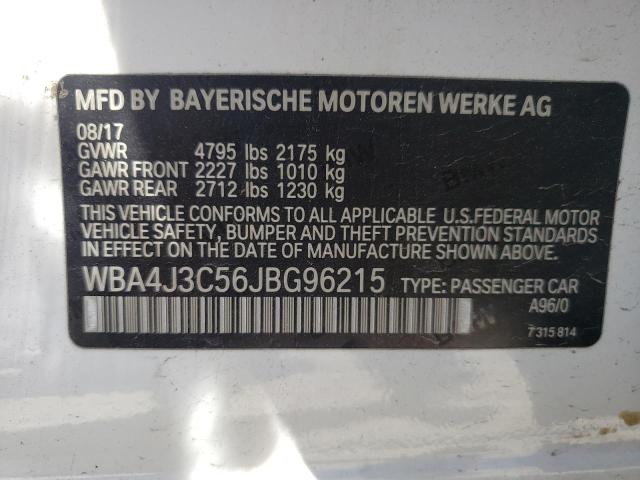 WBA4J3C56JBG96215 - 2018 BMW 430XI GRAN COUPE 白色 照片 12