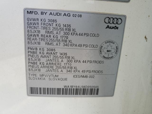 WA1BY64L58D050545 - 2008 AUDI Q7 3.6 QUATTRO PREMIUM WHITE photo 13