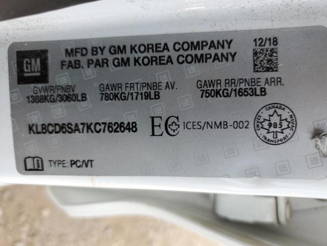 KL8CD6SA7KC762648 - 2019 CHEVROLET SPARK 1LT თეთრი ფოტო 12