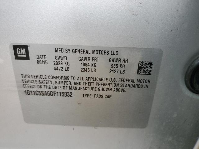 1G11C5SA6GF115832 - 2016 CHEVROLET MALIBU LIM LT SILVER photo 12