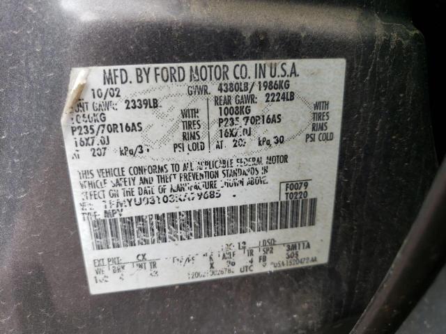 1FMYU03103KA79685 - 2003 FORD ESCAPE XLT GRAY photo 13