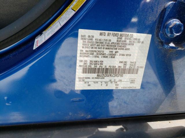 MAJ3S2GE9LC393753 - 2020 FORD ECOSPORT SE BLUE photo 13