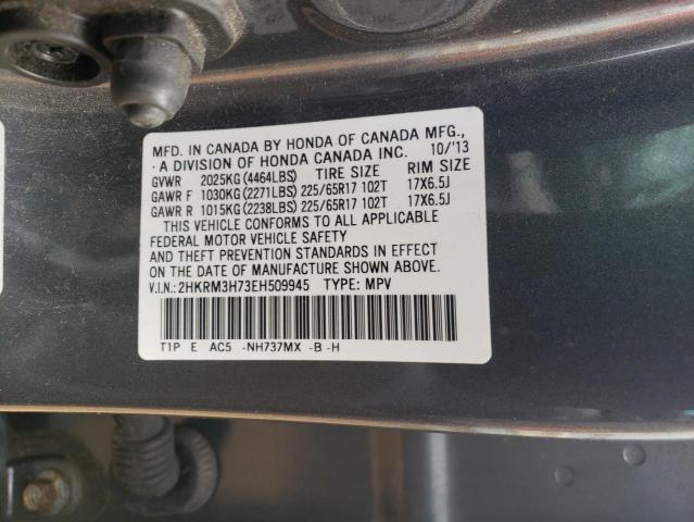 2HKRM3H73EH509945 - 2014 HONDA CR-V EXL GRAY photo 14