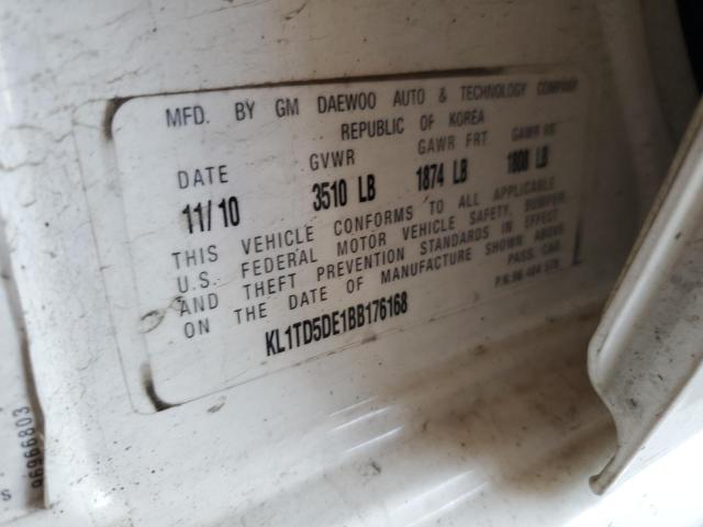 KL1TD5DE1BB176168 - 2011 CHEVROLET AVEO LS 白色 照片 12