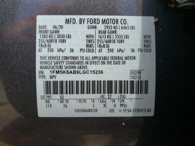 1FM5K8AB9LGC15236 - 2020 FORD EXPLORER POLICE INTERCEPTOR 灰色 照片 14