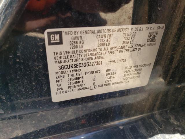 3GCUKSEC3GG327301 - 2016 CHEVROLET SILVERADO K1500 LTZ BLACK photo 12