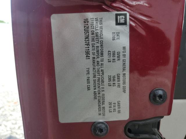 1G1ZU57N37F119641 - 2007 CHEVROLET MALIBU LTZ ბურგუნდია ფოტო 12